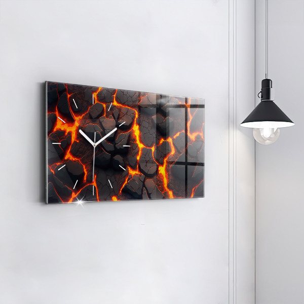 Glass wall clock rectangular Lava volcano