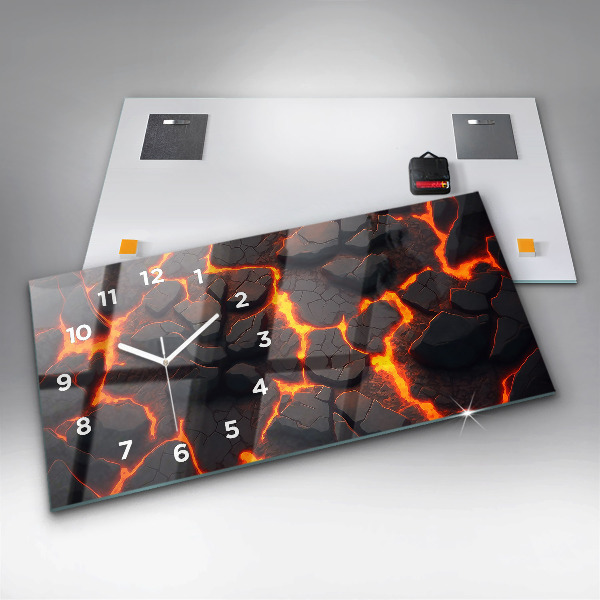 Glass wall clock rectangular Lava volcano