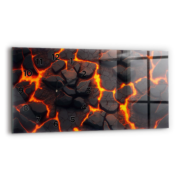 Glass wall clock rectangular Lava volcano
