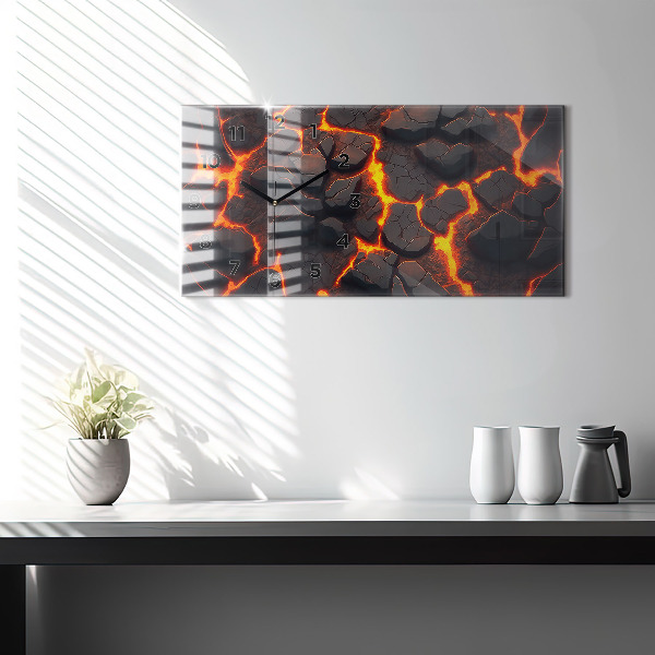 Glass wall clock rectangular Lava volcano