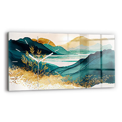 Glass wall clock rectangular Mountain landscape