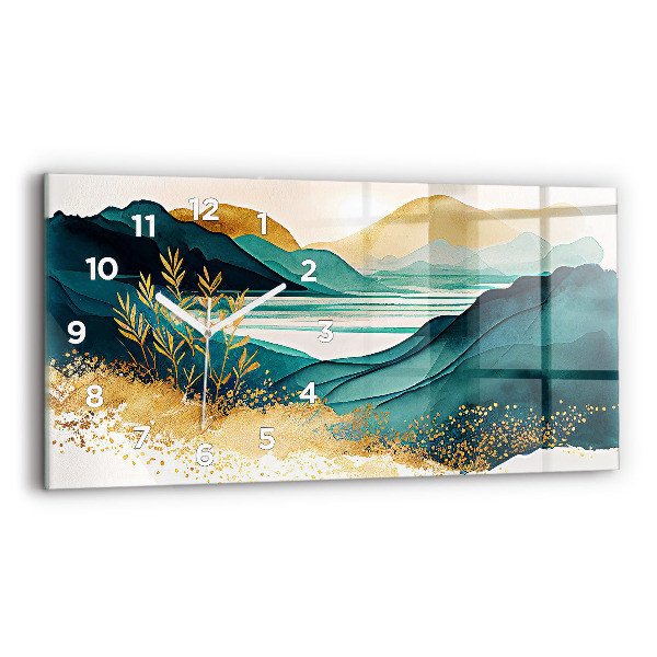 Glass wall clock rectangular Mountain landscape