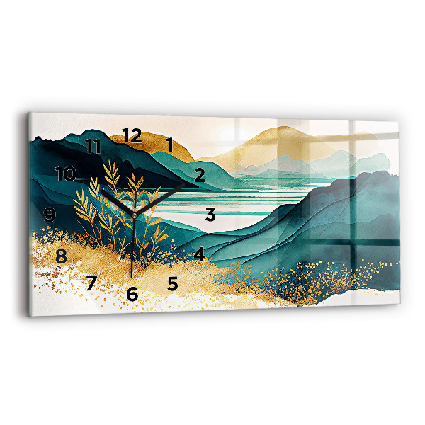 Glass wall clock rectangular Mountain landscape