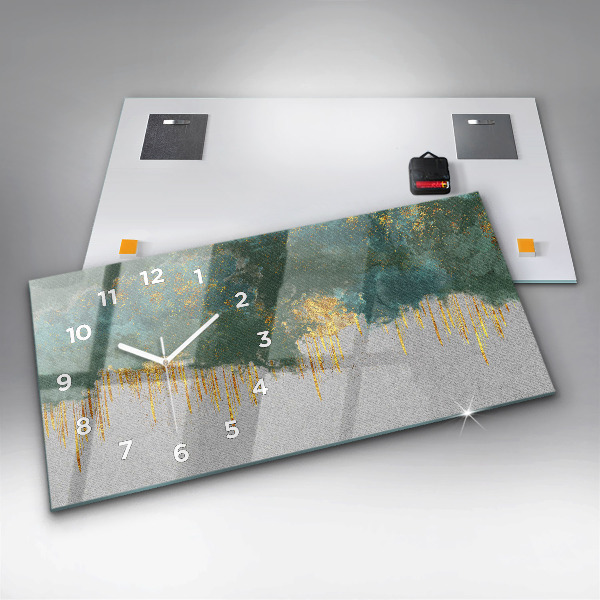 Glass wall clock rectangular Decorative pattern