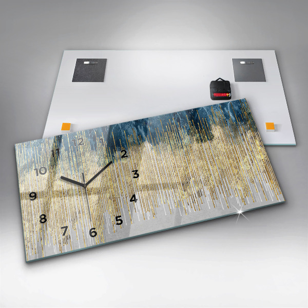 Glass wall clock rectangular Decorative pattern