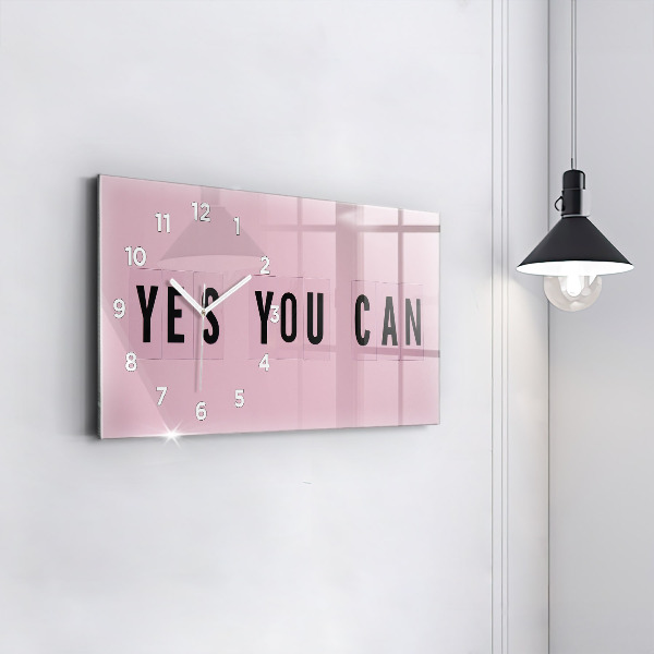 Glass wall clock rectangular Yes You Can