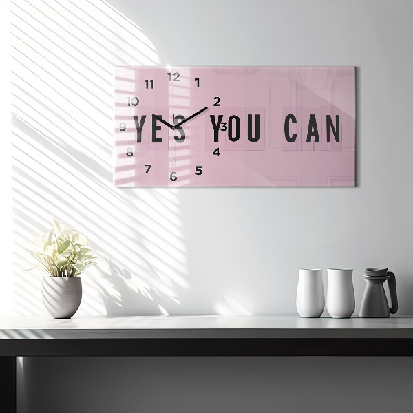 Glass wall clock rectangular Yes You Can