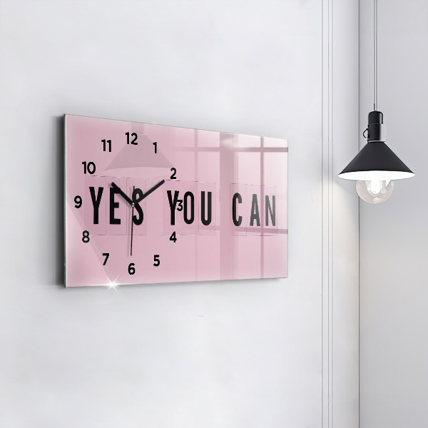 Glass wall clock rectangular Yes You Can