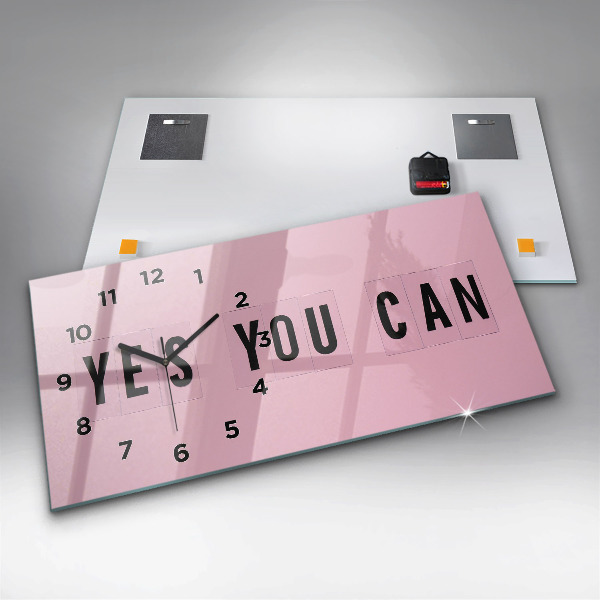 Glass wall clock rectangular Yes You Can