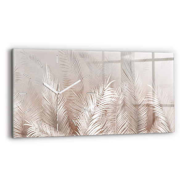 Glass wall clock rectangular Tropical leaves
