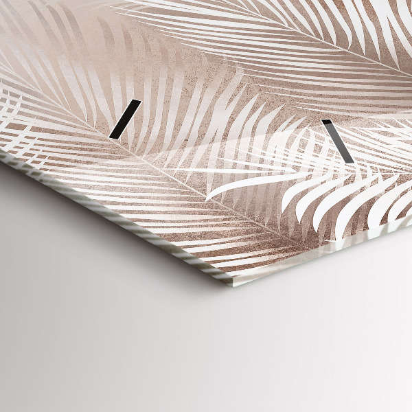 Glass wall clock rectangular Tropical leaves