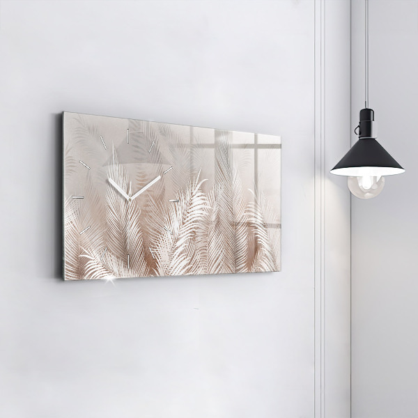 Glass wall clock rectangular Tropical leaves