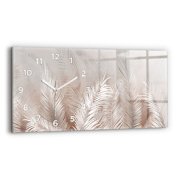 Glass wall clock rectangular Tropical leaves