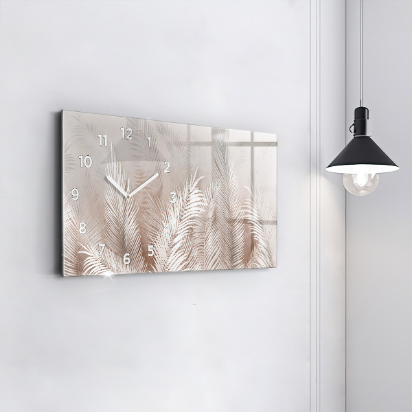 Glass wall clock rectangular Tropical leaves