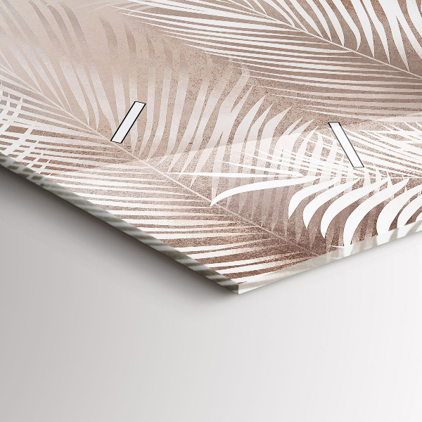 Glass wall clock rectangular Tropical leaves