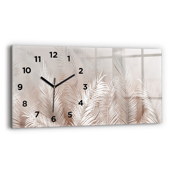 Glass wall clock rectangular Tropical leaves