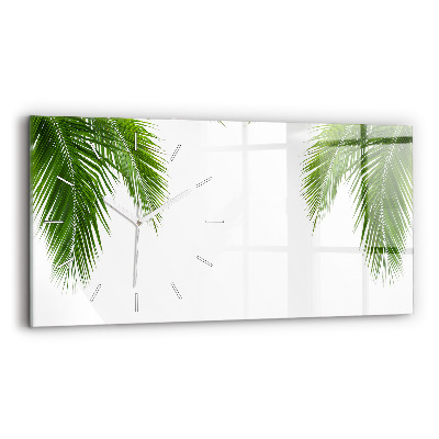 Glass wall clock rectangular Palm leaves nature