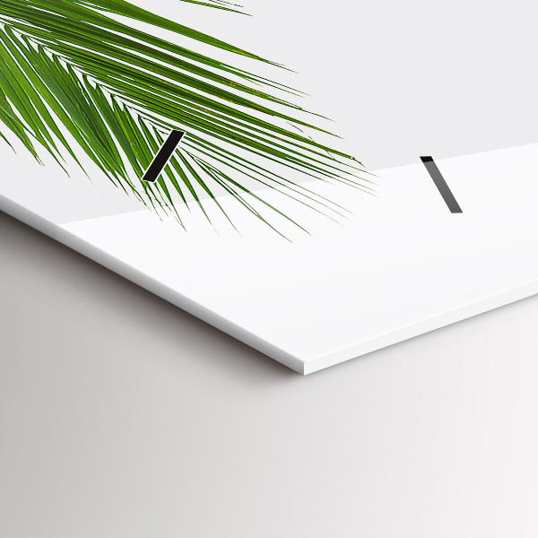 Glass wall clock rectangular Palm leaves nature