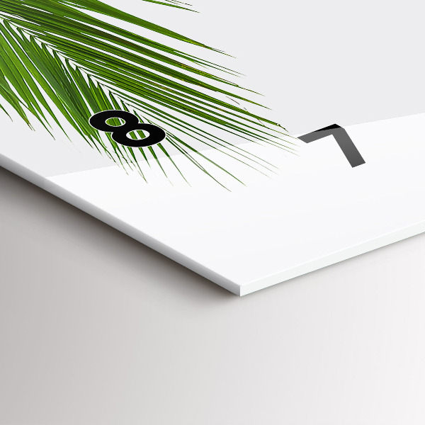 Glass wall clock rectangular Palm leaves nature