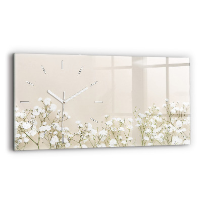 Glass wall clock rectangular Blooming flowers
