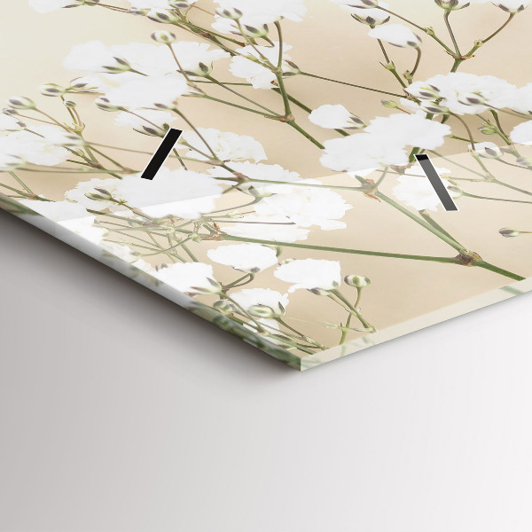 Glass wall clock rectangular Blooming flowers