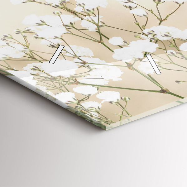 Glass wall clock rectangular Blooming flowers