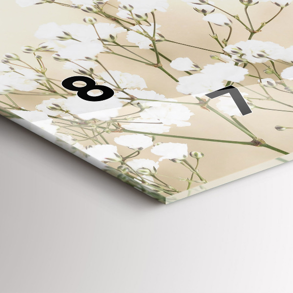 Glass wall clock rectangular Blooming flowers