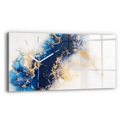 Glass wall clock rectangular Marble pattern