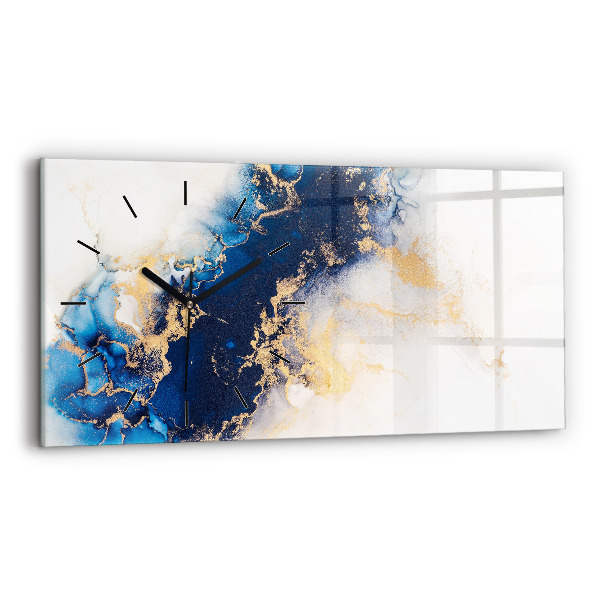 Glass wall clock rectangular Marble pattern