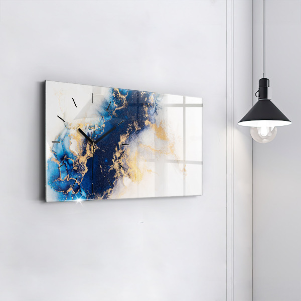 Glass wall clock rectangular Marble pattern