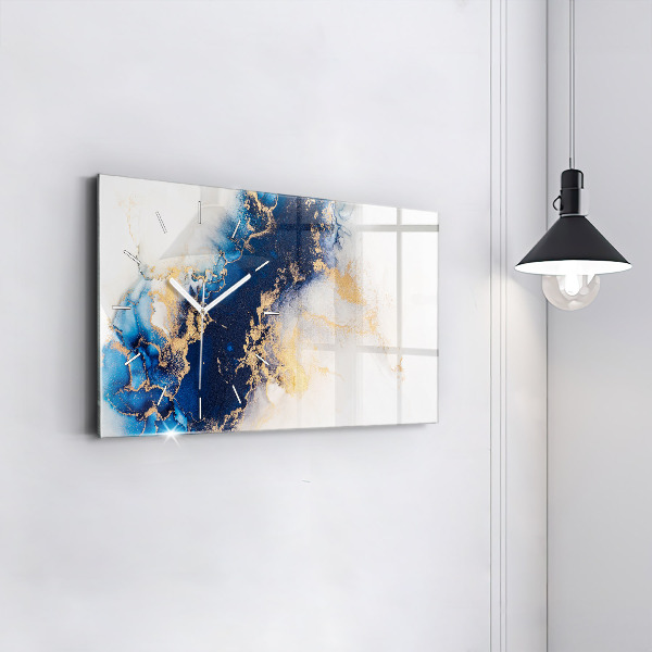 Glass wall clock rectangular Marble pattern