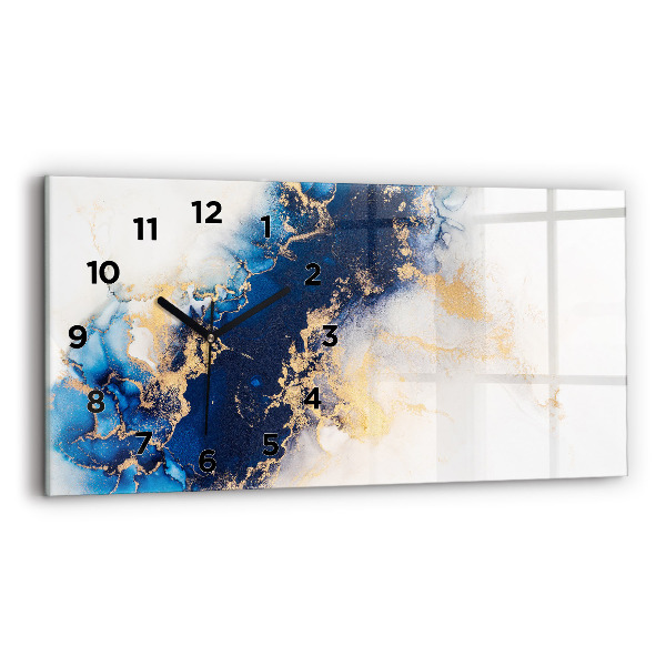 Glass wall clock rectangular Marble pattern