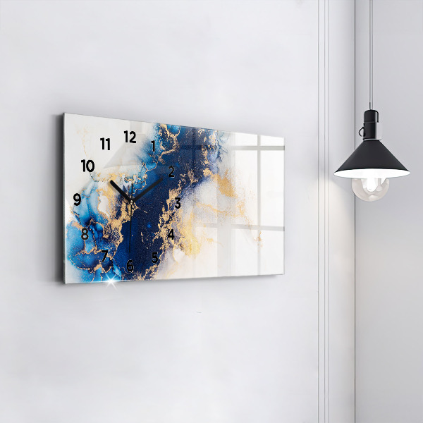 Glass wall clock rectangular Marble pattern