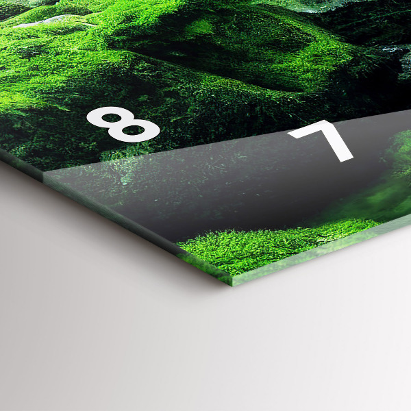 Glass wall clock rectangular Waterfall among the moss