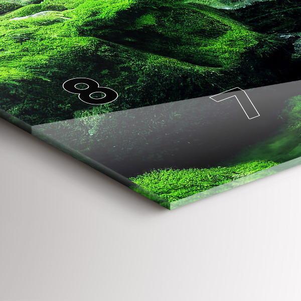 Glass wall clock rectangular Waterfall among the moss