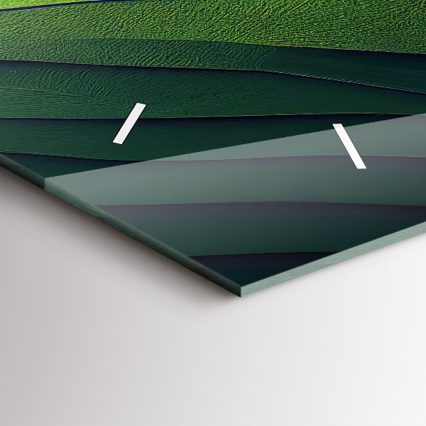 Glass wall clock rectangular Green Fields Abstraction