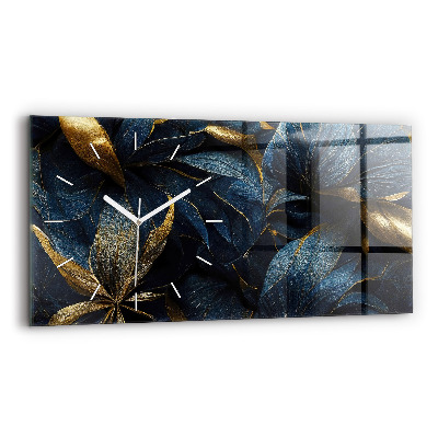 Glass wall clock rectangular Decorative flowers