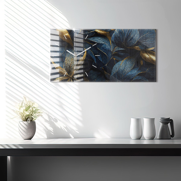 Glass wall clock rectangular Decorative flowers