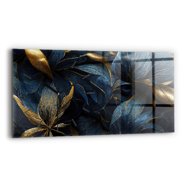 Glass wall clock rectangular Decorative flowers