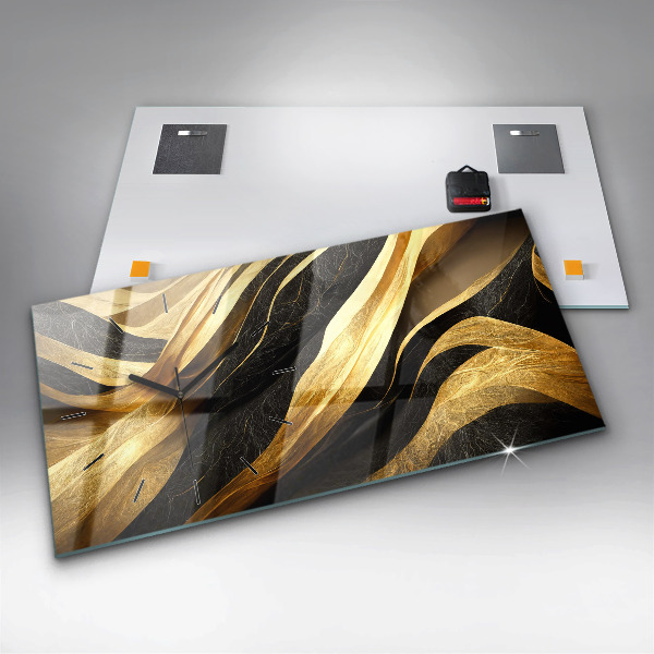 Glass wall clock rectangular Elegant abstraction