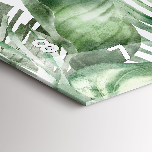 Glass wall clock rectangular Plant leaves
