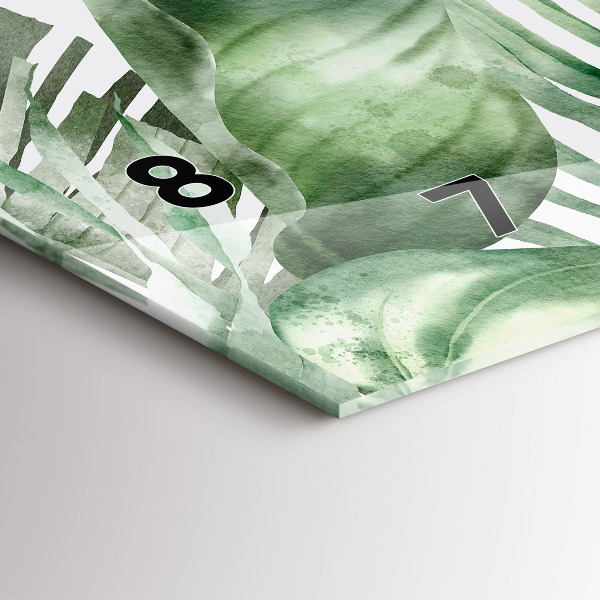 Glass wall clock rectangular Plant leaves