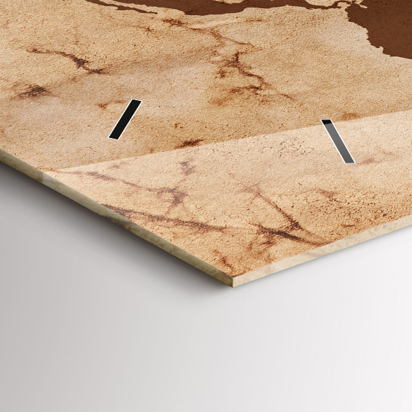 Glass wall clock rectangular Vintage world map