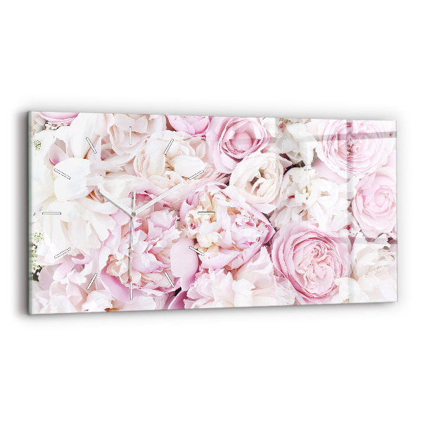 Glass wall clock rectangular Decorative flowers