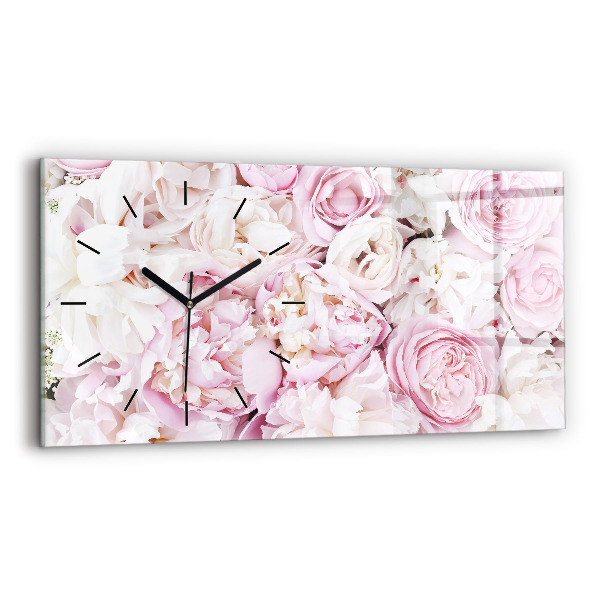 Glass wall clock rectangular Decorative flowers