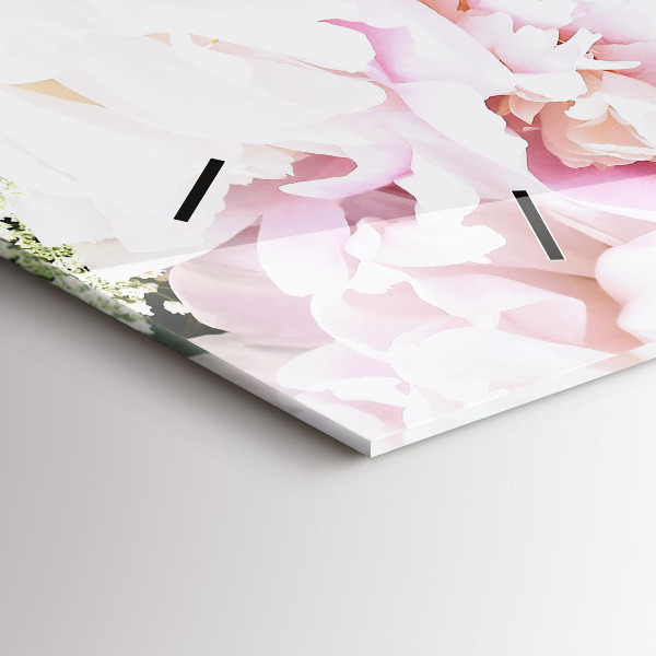 Glass wall clock rectangular Decorative flowers