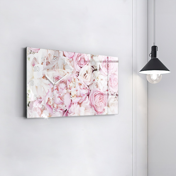 Glass wall clock rectangular Decorative flowers
