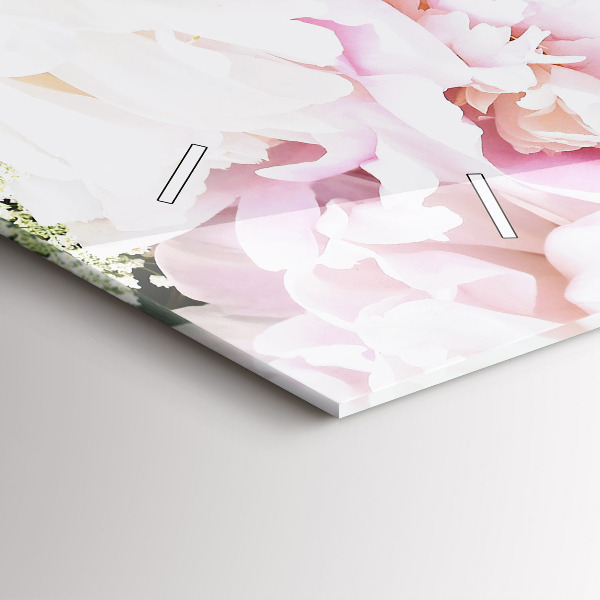 Glass wall clock rectangular Decorative flowers