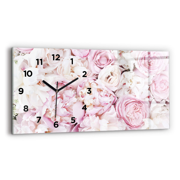 Glass wall clock rectangular Decorative flowers