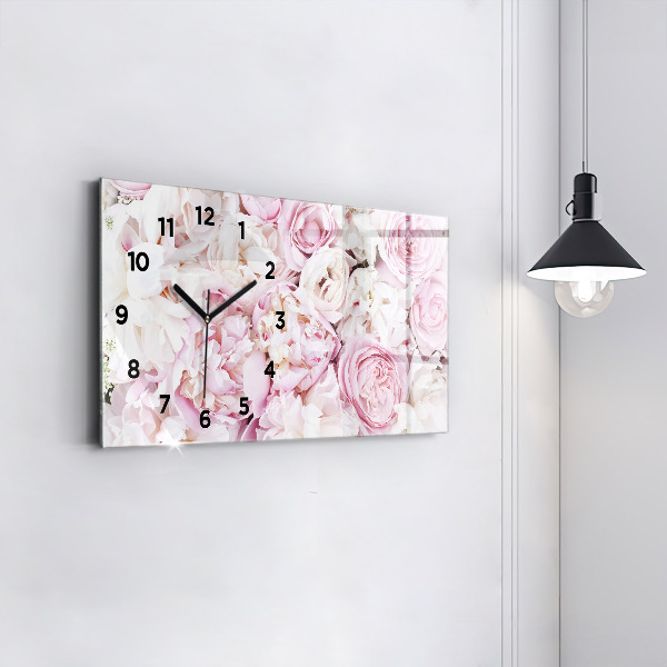 Glass wall clock rectangular Decorative flowers